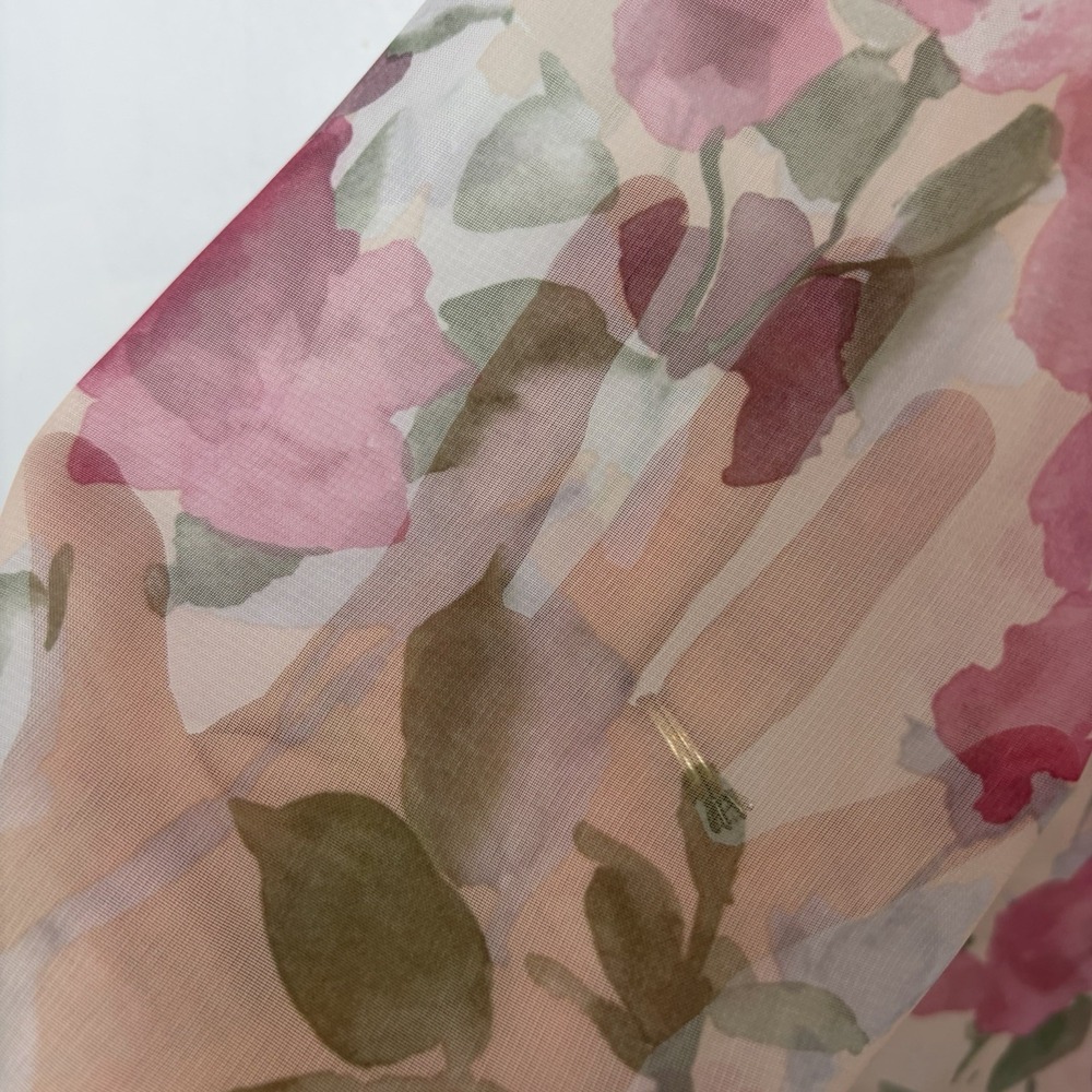 Vintage Sheer Floral Top Womens Large Boho Chiffon Flowy Romantic Career Read - Picture 9 of 10